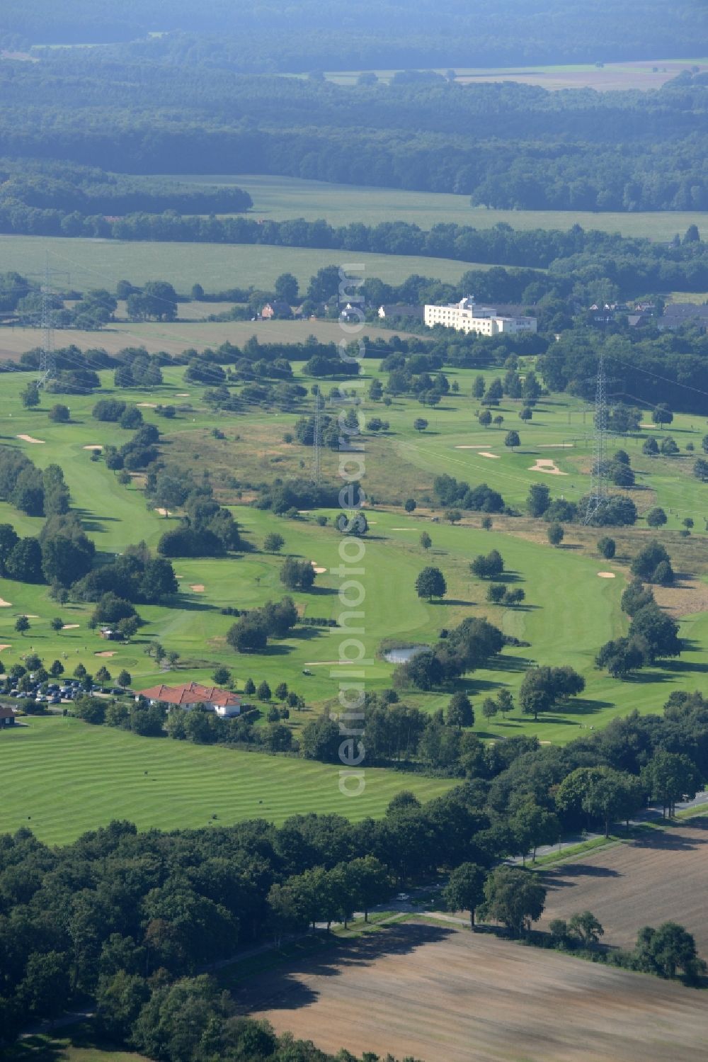 Rehburg-Loccum from above - Grounds of the Golf course of Golf-Club Rehburg Loccum e.V. in Rehburg-Loccum in the state Lower Saxony