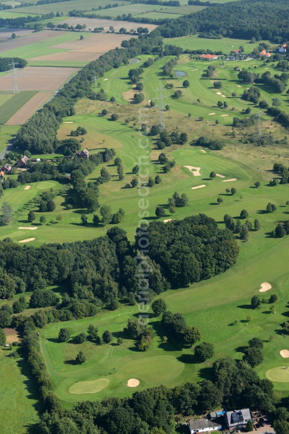 Rehburg-Loccum from above - Grounds of the Golf course of Golf-Club Rehburg Loccum e.V. in Rehburg-Loccum in the state Lower Saxony