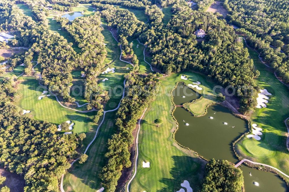 Tourrettes from the bird's eye view: Grounds of the Golf course at of Ressort Terre Blanche in Tourrettes in Provence-Alpes-Cote d'Azur, France