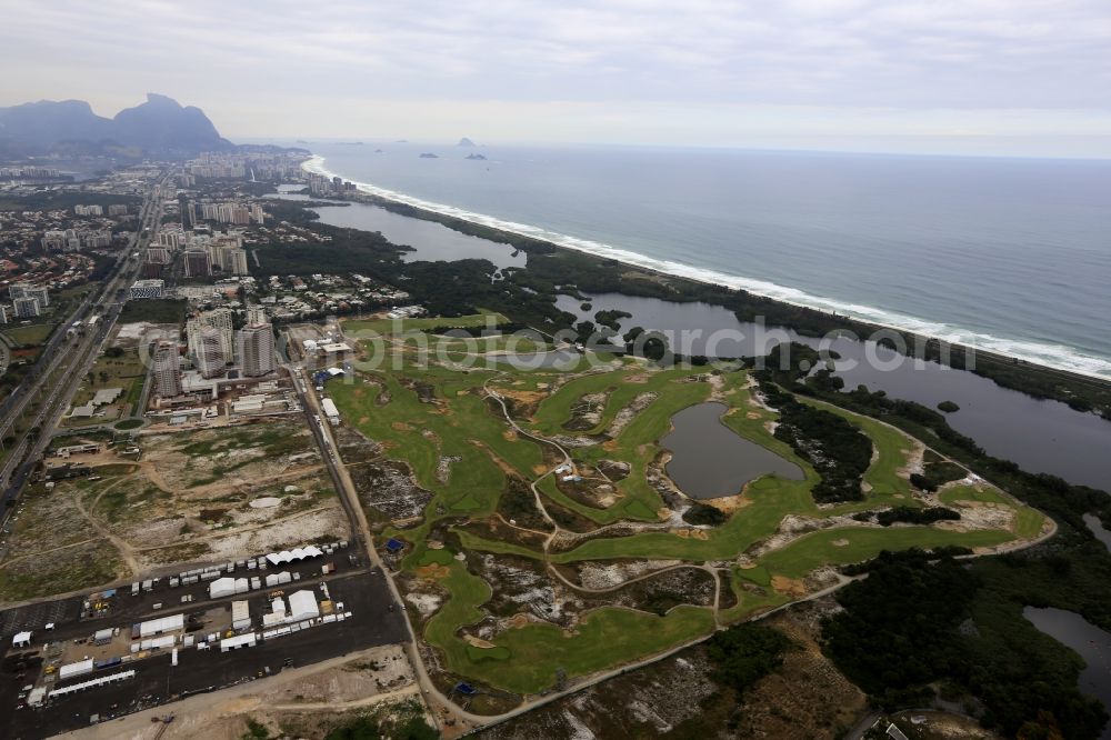Rio de Janeiro from above - Grounds of the Golf course at Olympic Golf Course on Av. das Americas before the summer Olympic Games of the XXI. Olympics in Rio de Janeiro in Brazil