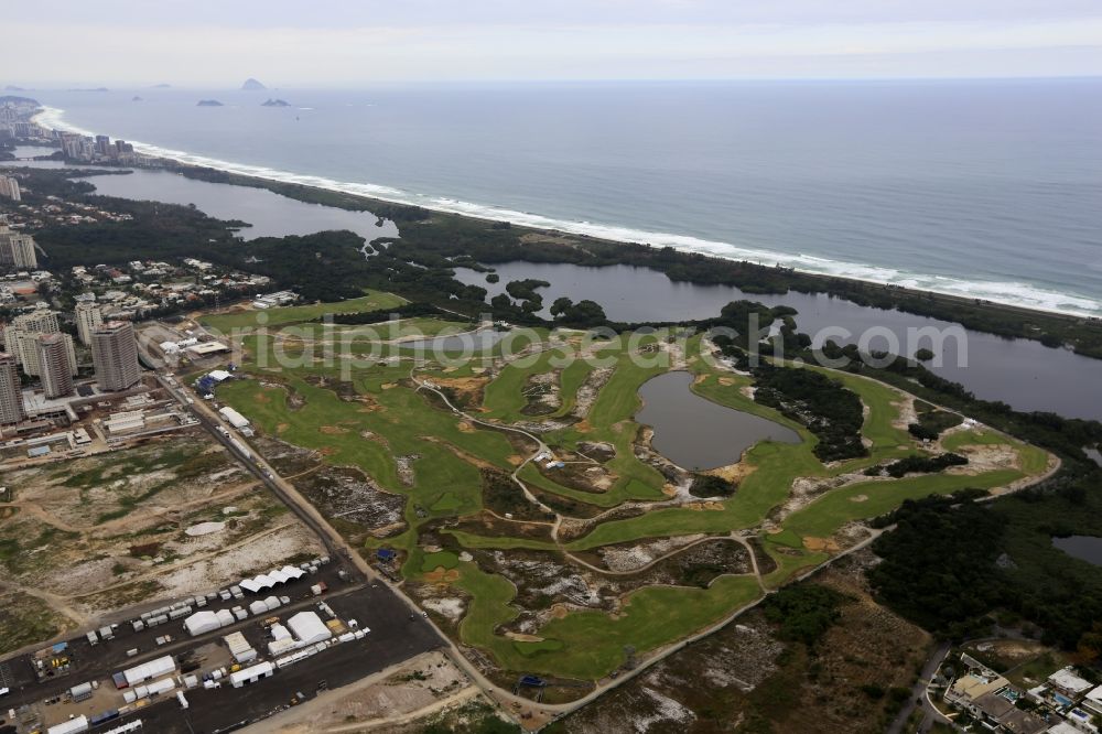 Rio de Janeiro from above - Grounds of the Golf course at Olympic Golf Course on Av. das Americas before the summer Olympic Games of the XXI. Olympics in Rio de Janeiro in Brazil