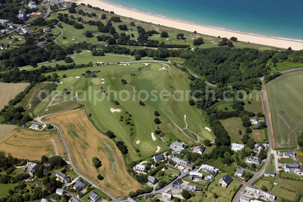 Aerial image Saint-Cast-le-Guildo - Grounds of the Golf course at Saint Cast Pen Guen in Saint-Cast-le-Guildo in Brittany, France