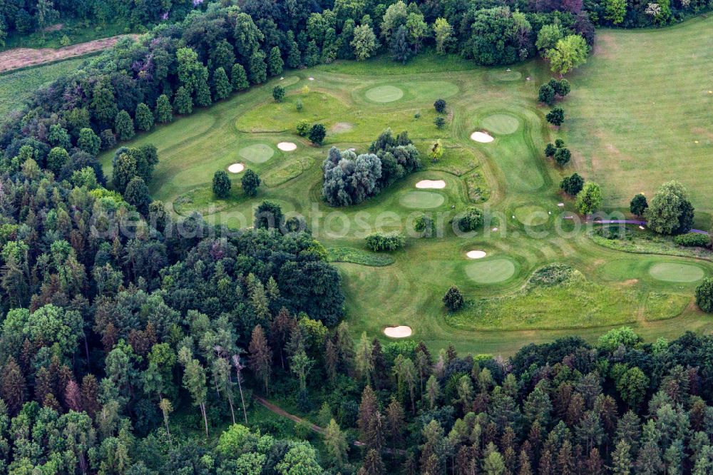 Orsingen-Nenzingen from above - Grounds of the Golf course at Schloss Langenstein - Der Country Club on street Langenstein-Schloss in the district Orsingen in Orsingen-Nenzingen in the state Baden-Wuerttemberg, Germany