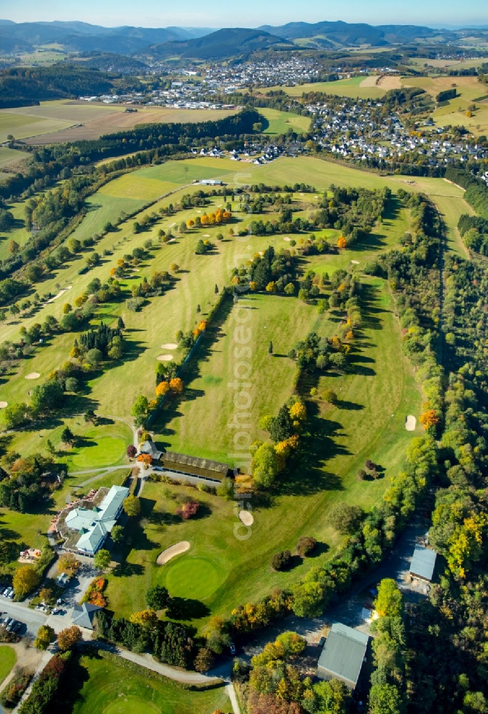 Schmallenberg from the bird's eye view: Grounds of the Golf course at - Golfclub in Schmallenberg in the state North Rhine-Westphalia