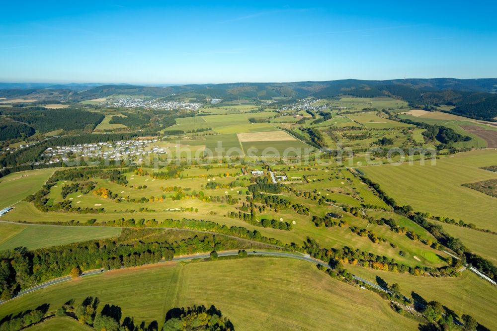 Schmallenberg from above - Grounds of the Golf course at - Golfclub in Schmallenberg in the state North Rhine-Westphalia