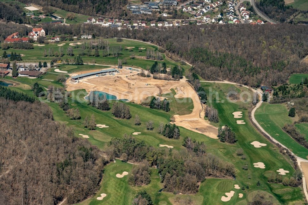 Aerial image Mönsheim - Grounds of the Golf course at Stuttgarter Golf-Club Solitude in Moensheim in the state Baden-Wuerttemberg, Germany