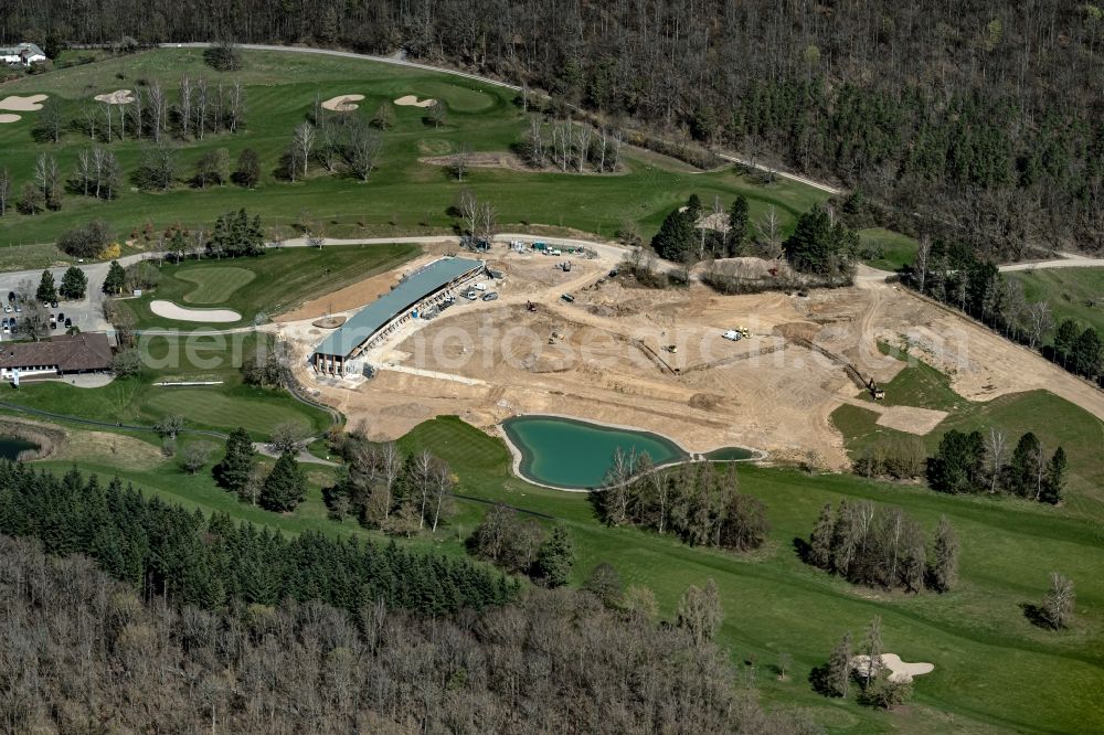 Aerial photograph Mönsheim - Grounds of the Golf course at Stuttgarter Golf-Club Solitude in Moensheim in the state Baden-Wuerttemberg, Germany