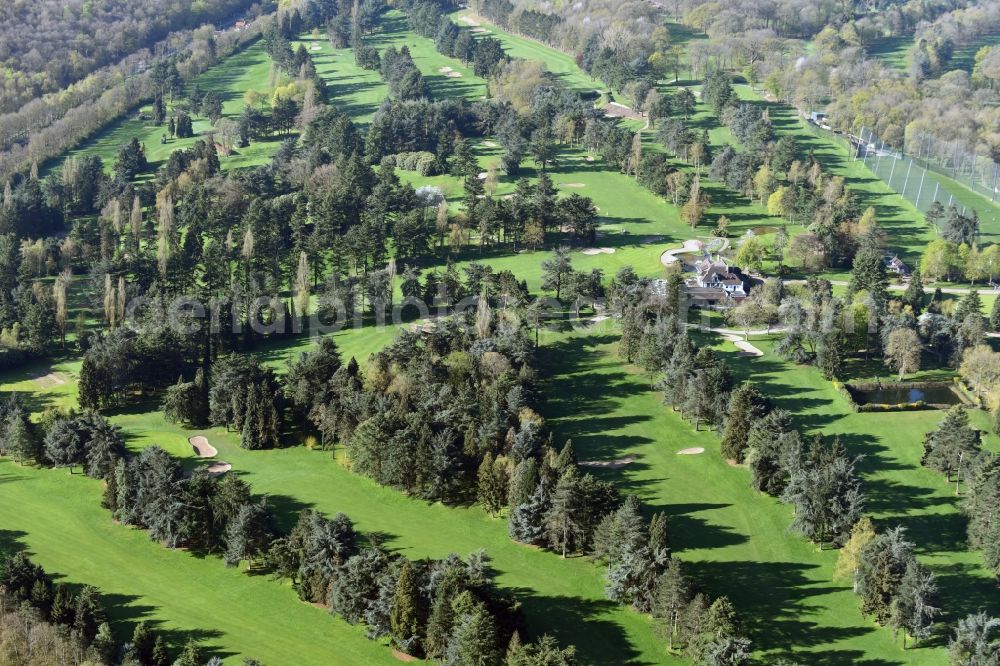 Aerial image Versailles - Grounds of the Golf course at Racing Club de France on Route du Pont Colbert in Versailles in Ile-de-France, France