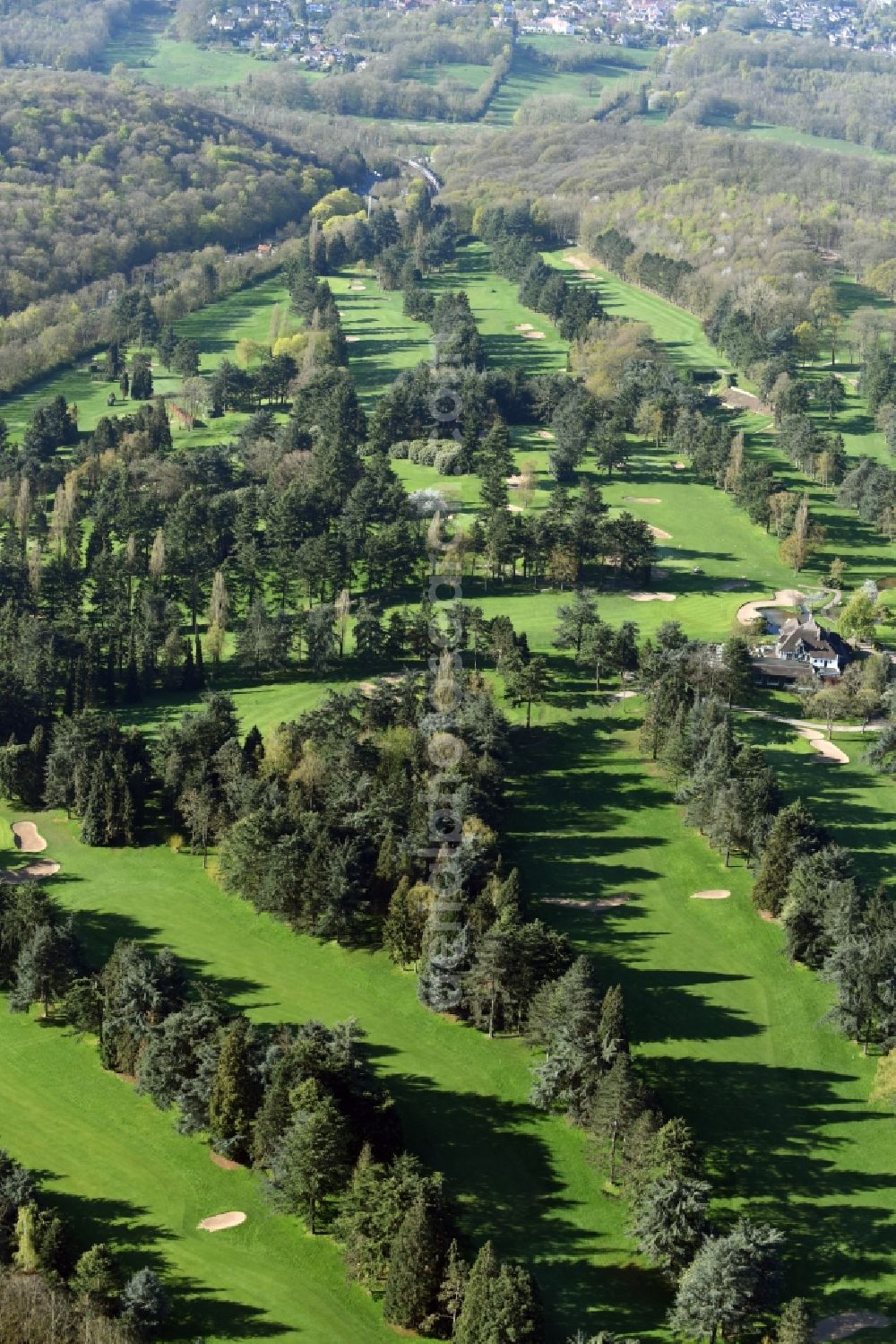 Versailles from above - Grounds of the Golf course at Racing Club de France on Route du Pont Colbert in Versailles in Ile-de-France, France