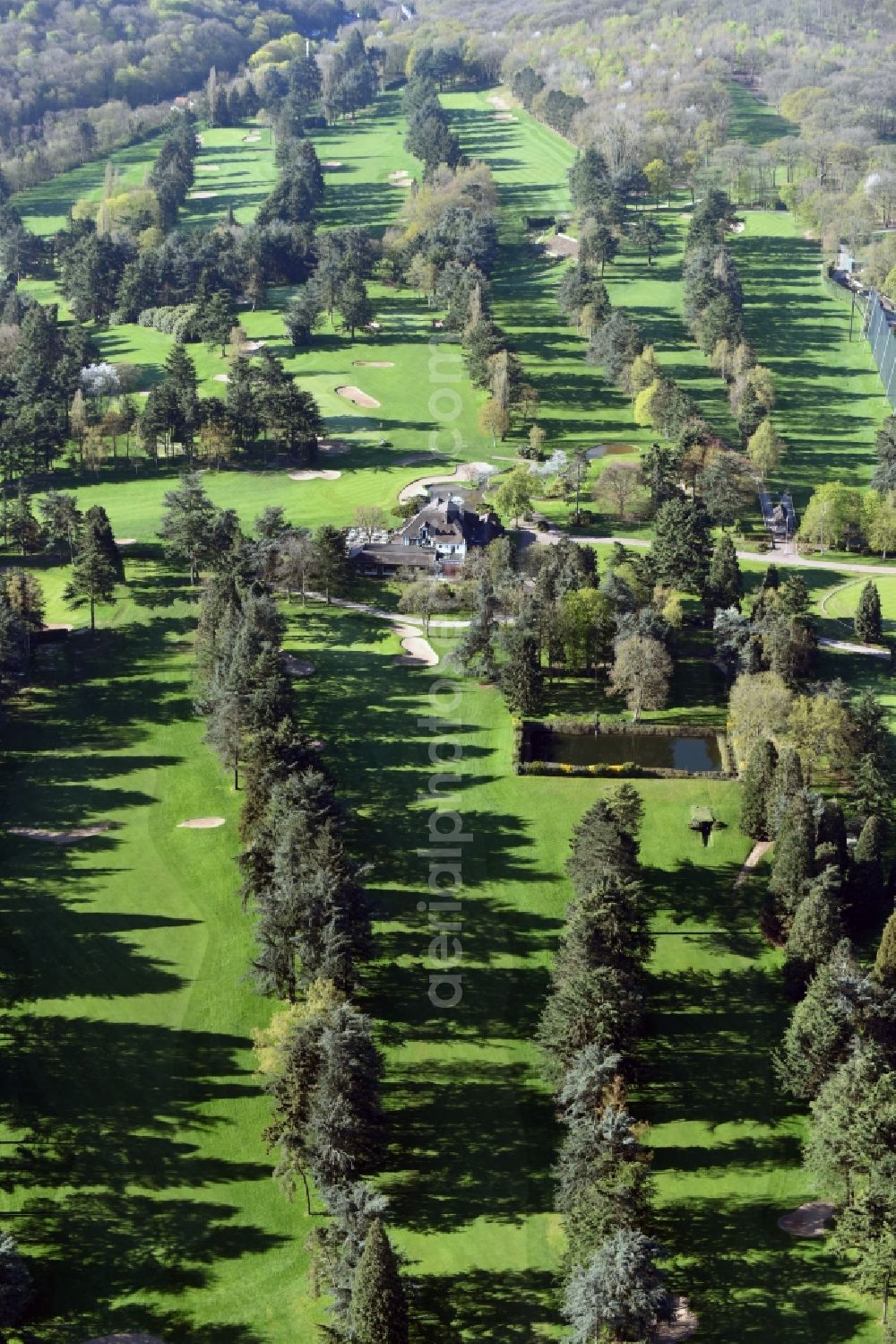 Aerial image Versailles - Grounds of the Golf course at Racing Club de France on Route du Pont Colbert in Versailles in Ile-de-France, France