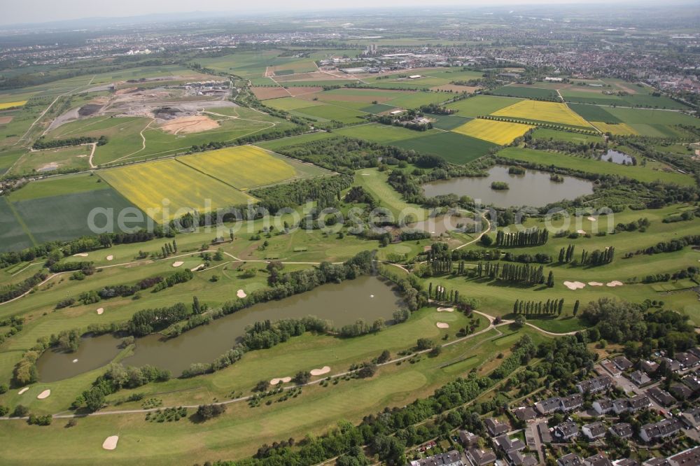 Wiesbaden from above - Grounds of the Golf course at Golfclub Main-Taunus in Wiesbaden Delkenheim in the state Hesse