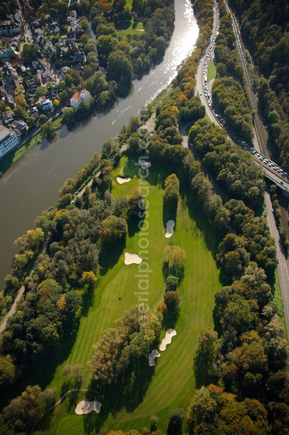 Essen from the bird's eye view: View of the golf course of the Goldriege ETUF in Essen in the state North Rhine-Westphalia