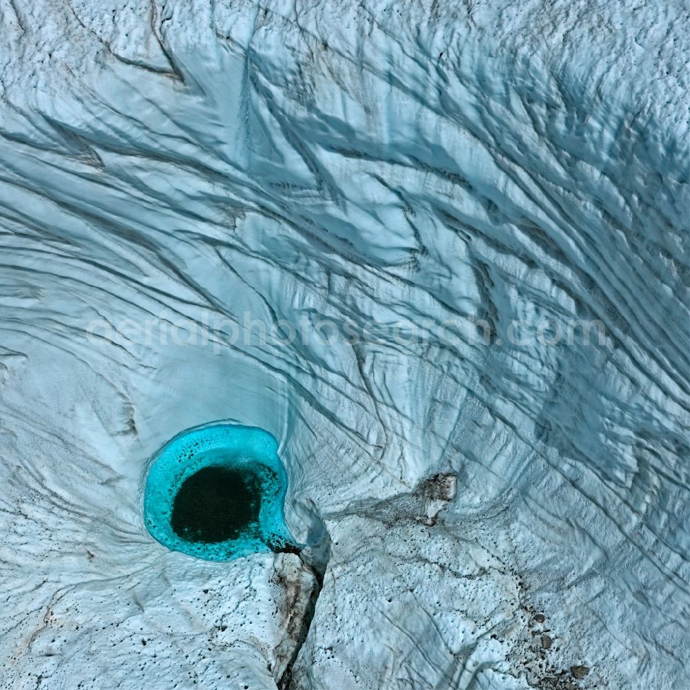 Zermatt from the bird's eye view: Glaciers Gornergletscher in the rock and mountain landscape in Zermatt in Wallis, Switzerland