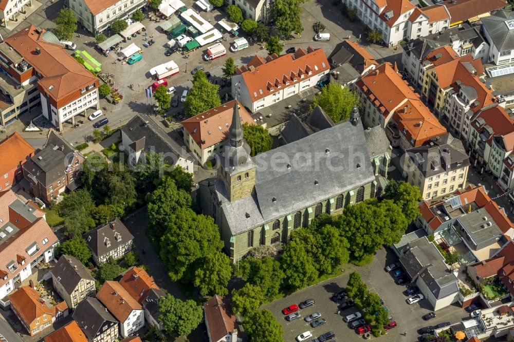 Aerial photograph Werl - Gothic hall church priory church of St. Walburga in Werl in the state of North Rhine-Westphalia