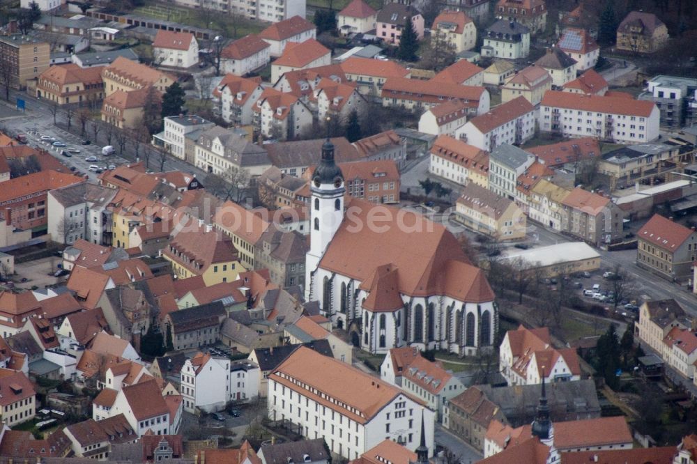 Aerial photograph Torgau - Gothic church in Torgau in Saxony