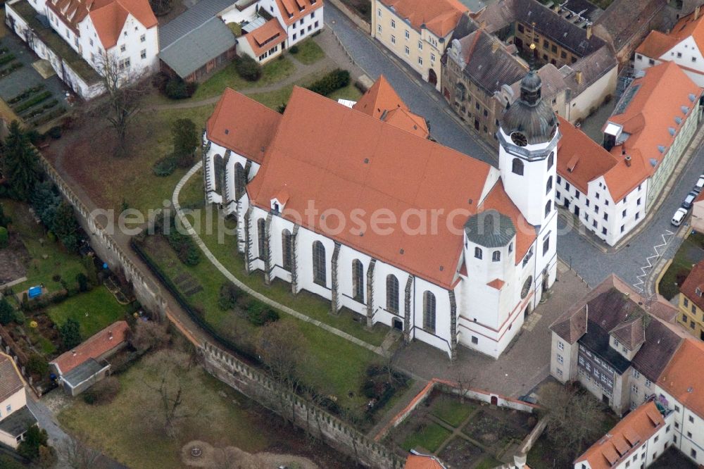 Torgau from above - Gothic church in Torgau in Saxony