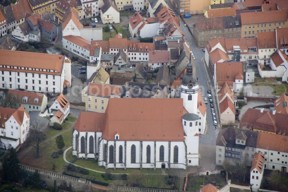 Torgau from the bird's eye view: Gothic church in Torgau in Saxony