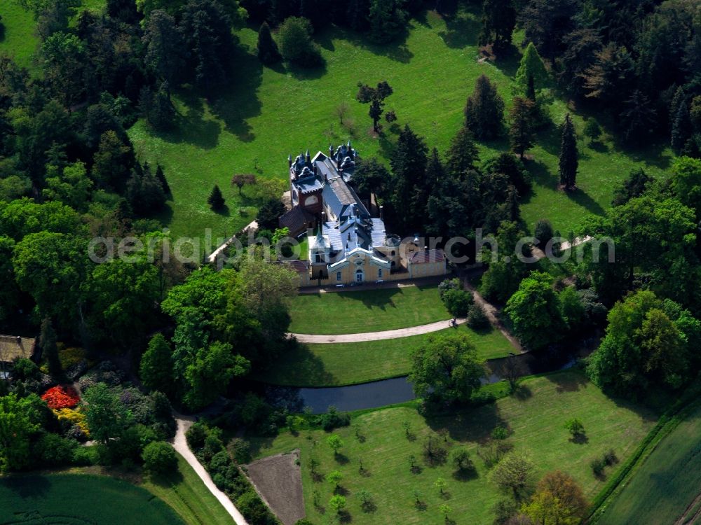 Oranienbaum-Wörlitz OT Wörlitz from above - Gothic House in Schoch's garden in Wörlitz in Oranienbaum-Wörlitz in Saxony-Anhalt