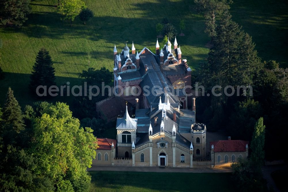 Aerial photograph Oranienbaum-Wörlitz - Gothic House in Schoch's garden in Woerlitzer Park in Woerlitz in Saxony-Anhalt