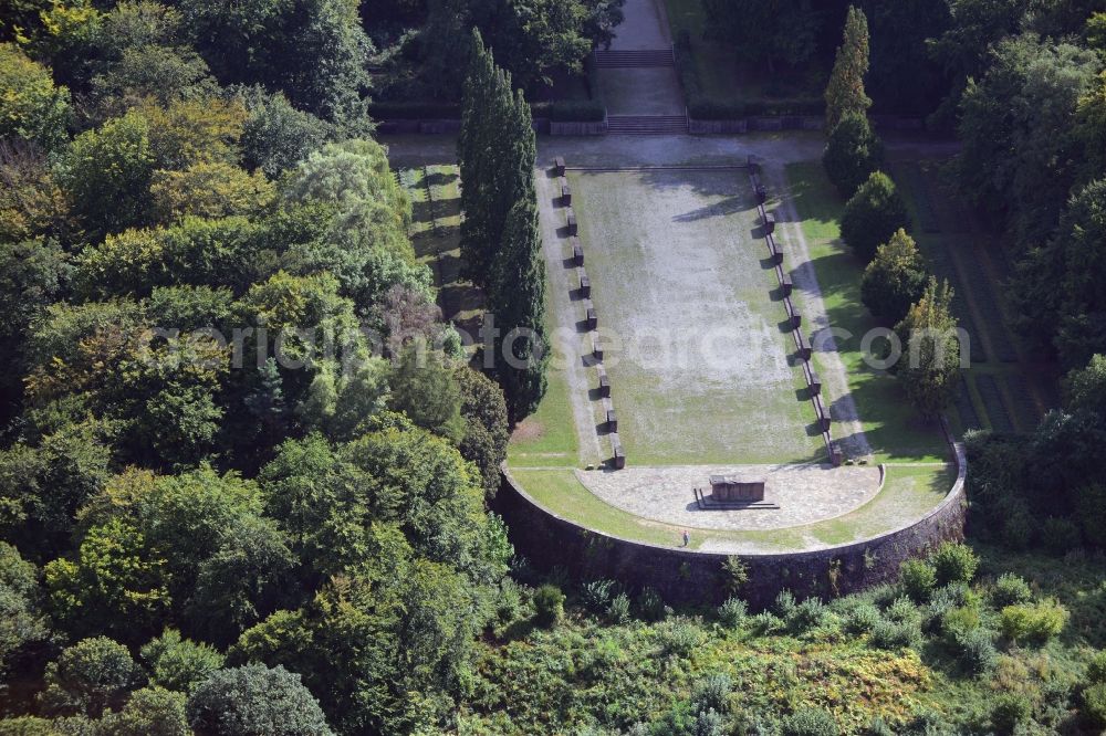 Aerial image Heidelberg - Grave rows on the grounds of the cemetery in Heidelberg in the state Baden-Wuerttemberg