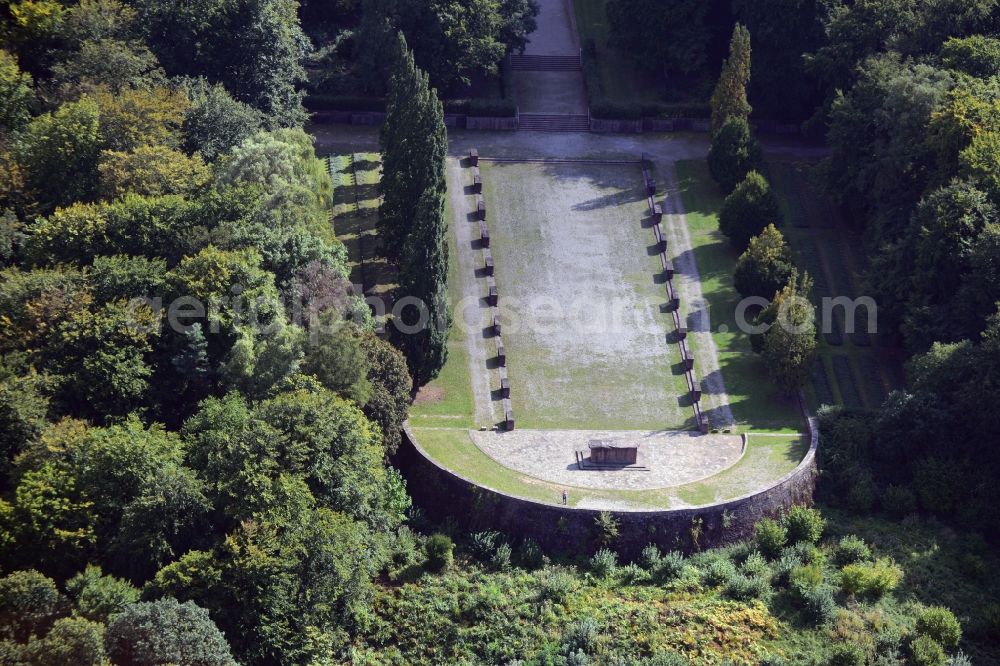 Aerial photograph Heidelberg - Grave rows on the grounds of the cemetery in Heidelberg in the state Baden-Wuerttemberg