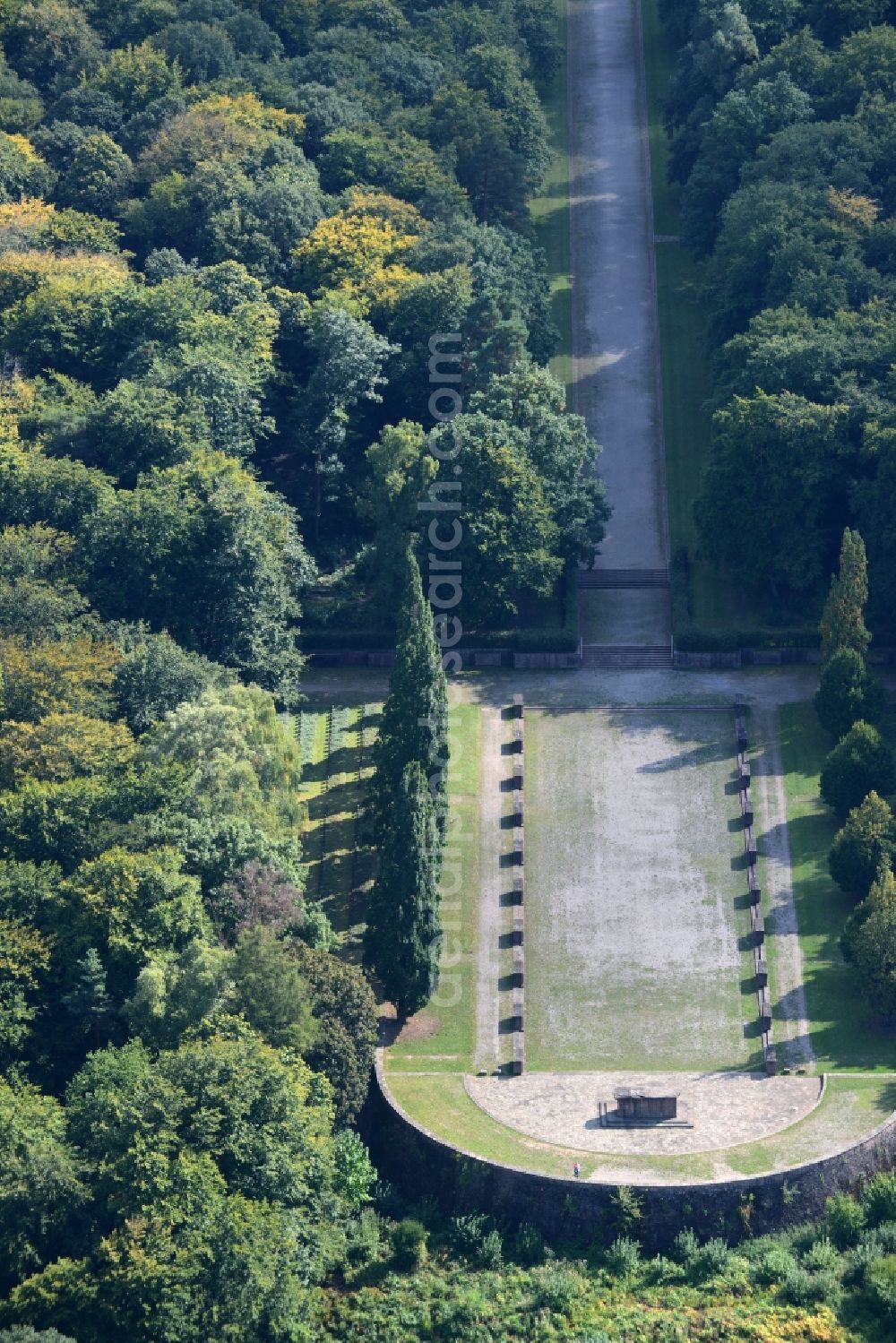 Heidelberg from above - Grave rows on the grounds of the cemetery in Heidelberg in the state Baden-Wuerttemberg