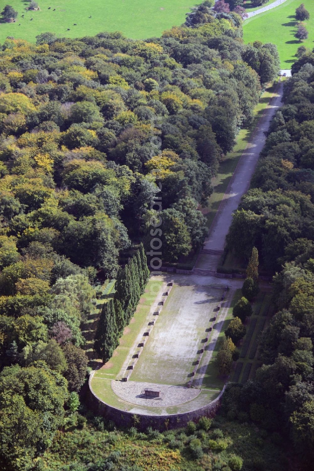 Aerial image Heidelberg - Grave rows on the grounds of the cemetery in Heidelberg in the state Baden-Wuerttemberg