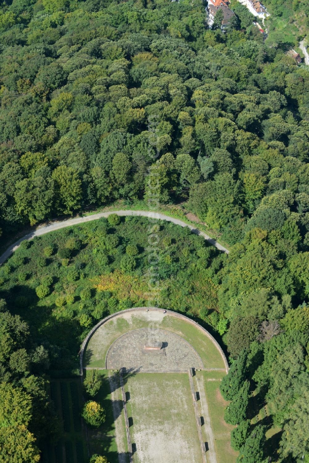 Aerial image Heidelberg - Grave rows on the grounds of the cemetery in Heidelberg in the state Baden-Wuerttemberg