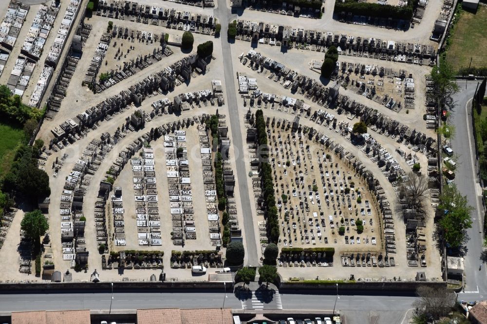 Apt from above - Grave rows on the grounds of the cemetery in Apt in Provence-Alpes-Cote d'Azur, France