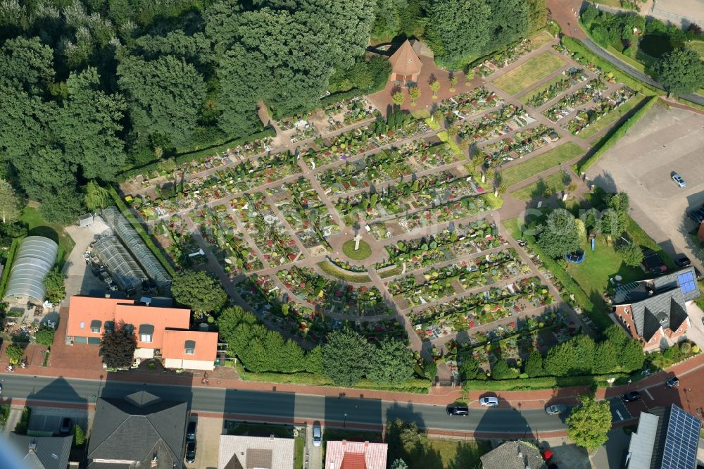 Aerial image Bakum - Grave rows on the grounds of the cemetery in Bakum in the state Lower Saxony