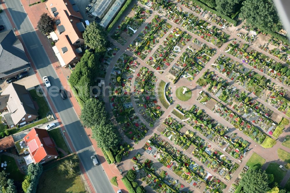 Aerial photograph Bakum - Grave rows on the grounds of the cemetery in Bakum in the state Lower Saxony