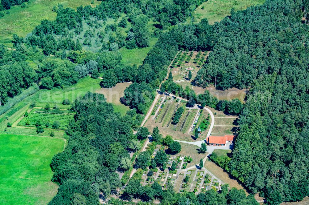 Aerial photograph Harsefeld - Grave rows on the grounds of the cemetery Ehrenberg in Harsefeld in the state Lower Saxony, Germany