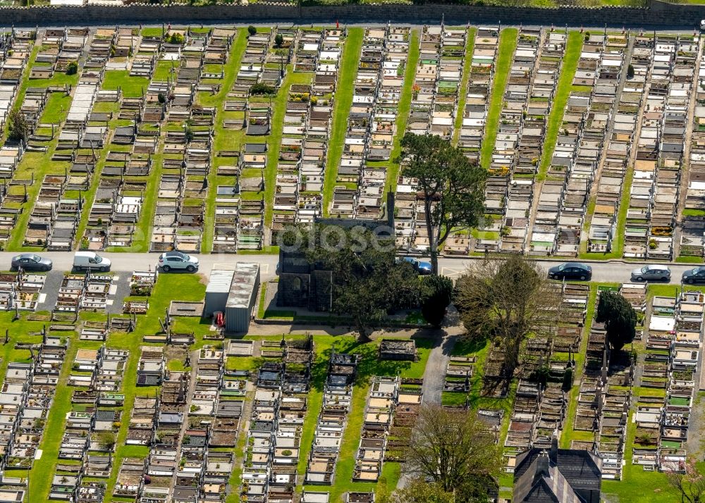 Aerial image Galway - Grave rows on the grounds of the cemetery in Galway, Ireland