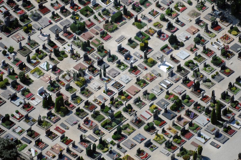 Aerial image Hersbruck - Grave rows on the grounds of the cemetery on street Amberger Strasse in Hersbruck in the state Bavaria, Germany