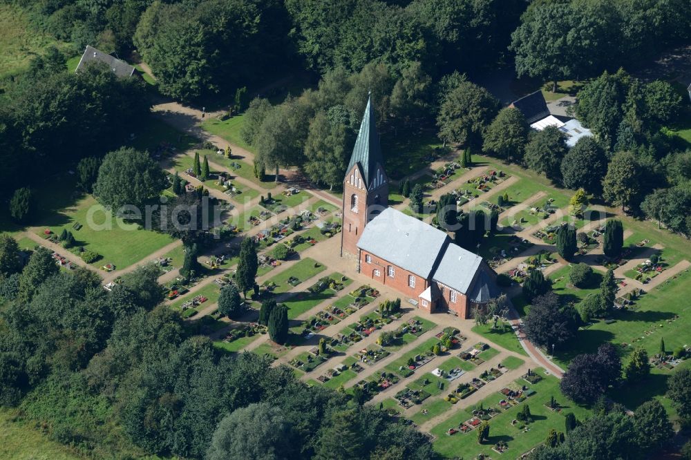 Aerial image Eggebek - Grave rows on the grounds of the cemetery at the St. Petrus Kirche in Eggebek in the state Schleswig-Holstein