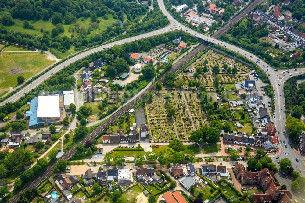 Aerial image Haltern am See - Grave rows on the grounds of the cemetery St. Sixtus Friedhof Haltern on See on Lippspieker in Haltern am See in the state North Rhine-Westphalia, Germany