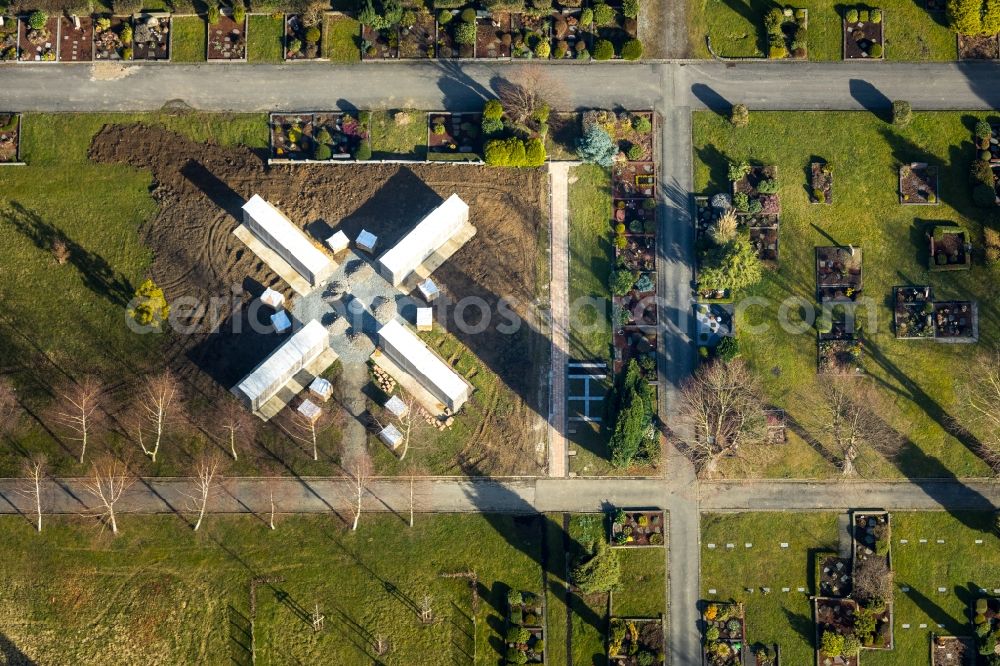 Aerial image Witten - Grave rows on the grounds of the cemetery in Witten in the state North Rhine-Westphalia