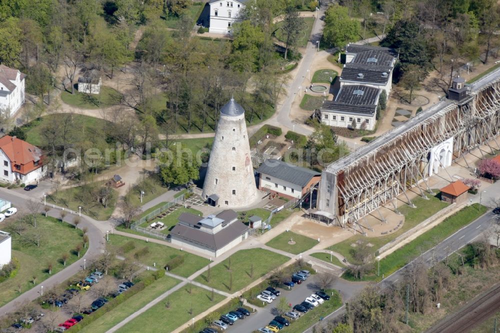 Schönebeck (Elbe) from above - Salt flats - building of a former graduation house for salt extraction in Schoenebeck (Elbe) in the state Saxony-Anhalt