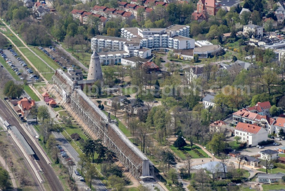 Aerial image Schönebeck (Elbe) - Salt flats - building of a former graduation house for salt extraction in Schoenebeck (Elbe) in the state Saxony-Anhalt