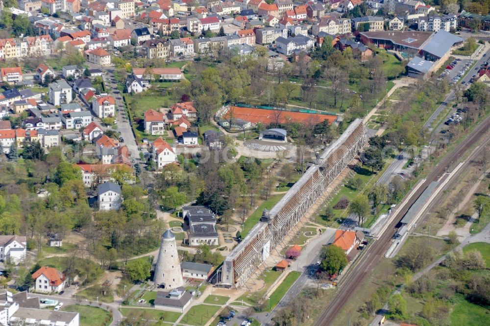 Schönebeck (Elbe) from above - Salt flats - building of a former graduation house for salt extraction in Schoenebeck (Elbe) in the state Saxony-Anhalt