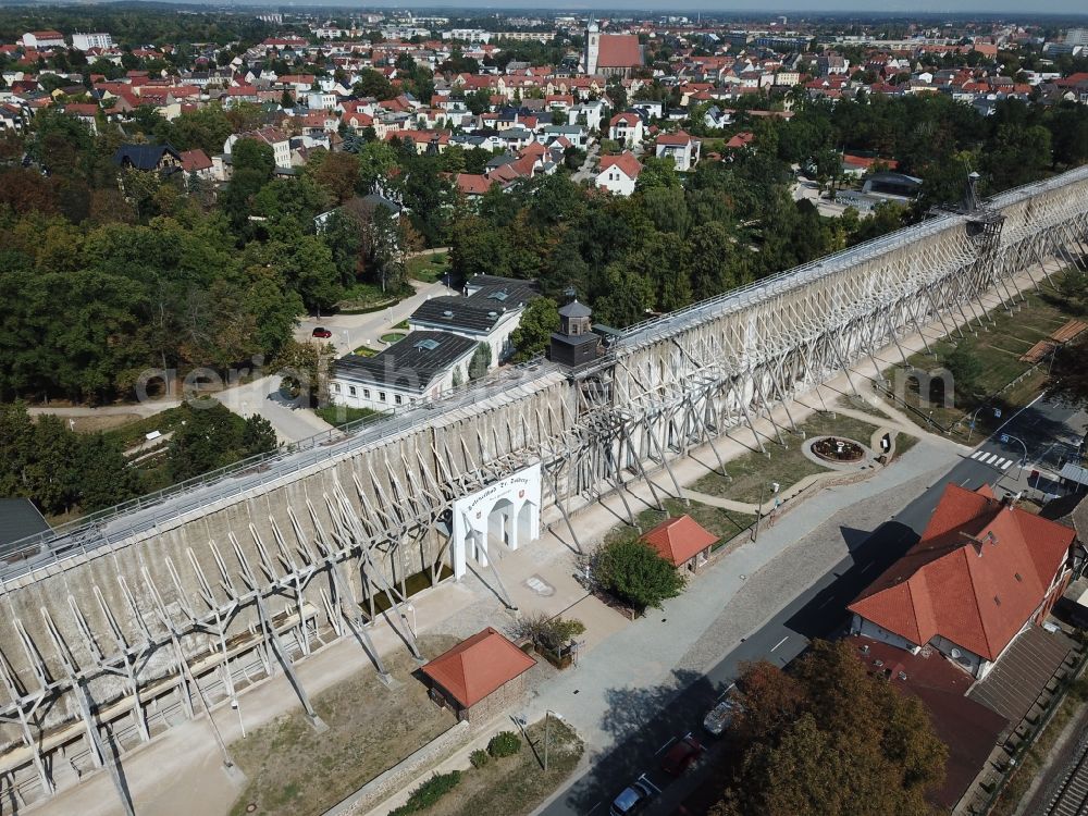 Schönebeck (Elbe) from above - Salt flats - building of a former graduation house for salt extraction in Schoenebeck (Elbe) in the state Saxony-Anhalt