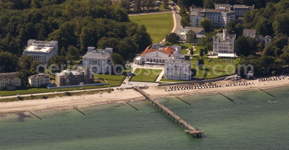 Ostseebad Heiligendamm from the bird's eye view: Grand Hotel Heiligendamm with the Hohenzollern castle in Mecklenburg-Western Pomerania