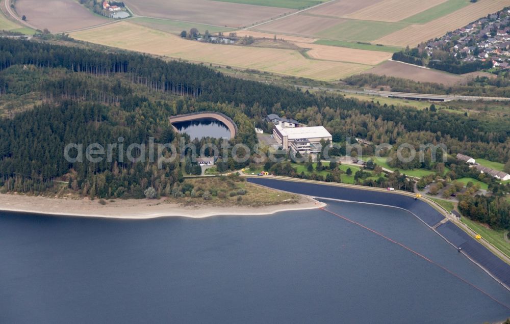 Langelsheim from above - View of the lake Granetalsperre in Langelsheim in the state Lower Saxony