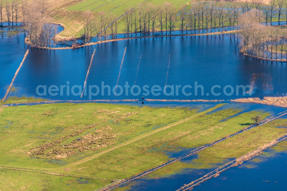 Aerial image Hammah - Structures of a field landscape in persistent rainy weather in Hammah in the state Lower Saxony, Germany