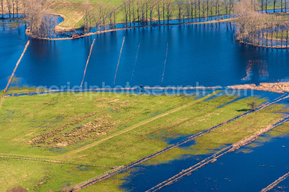 Hammah from the bird's eye view: Structures of a field landscape in persistent rainy weather in Hammah in the state Lower Saxony, Germany