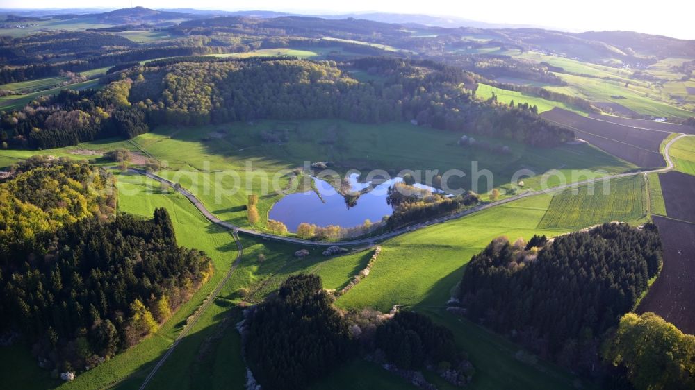 Boos from the bird's eye view: Structures of a field landscape Booser Doppelmaar in Boos in the state Rhineland-Palatinate, Germany