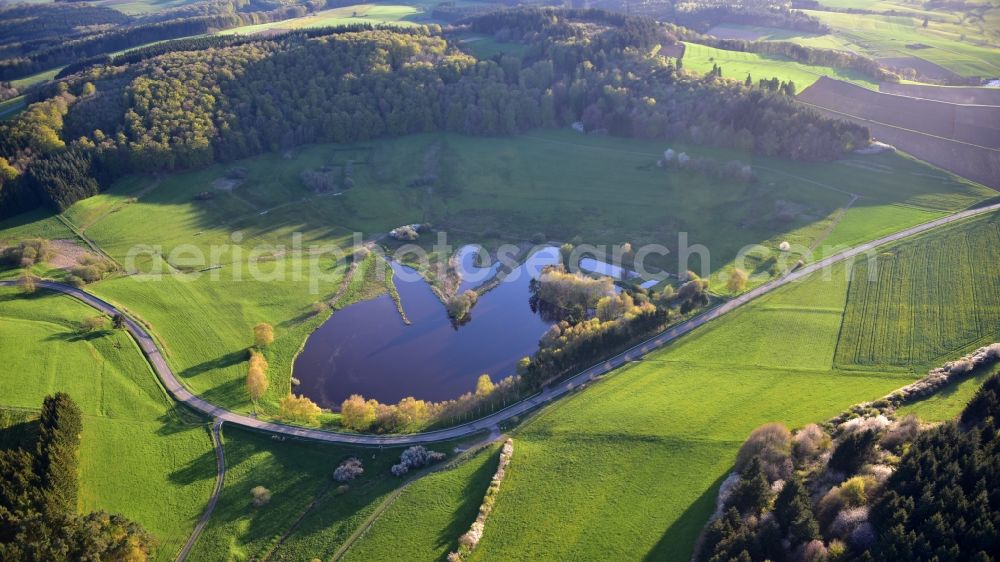 Aerial photograph Boos - Structures of a field landscape Booser Doppelmaar in Boos in the state Rhineland-Palatinate, Germany