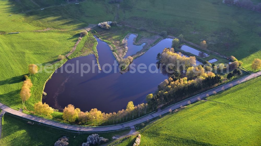 Boos from above - Structures of a field landscape Booser Doppelmaar in Boos in the state Rhineland-Palatinate, Germany