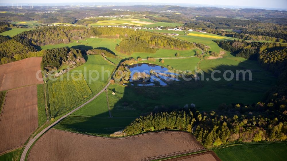 Aerial image Boos - Structures of a field landscape Booser Doppelmaar in Boos in the state Rhineland-Palatinate, Germany