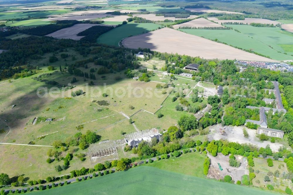 Jüterbog from above - Grassland structures of a field landscape on the site of the former barracks Jueterboger Damm barracks in Jueterbog in the state of Brandenburg, Germany